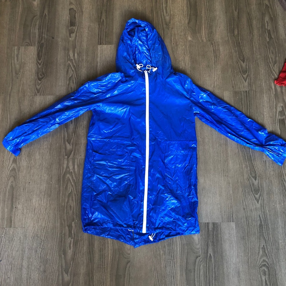 Big blue raincoat windbreaker